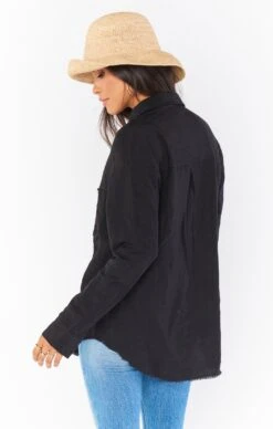 Show Me Your Mumu Marcella Shirt ~ Black Linen -Show Me Your Mumu MR0 1702 BC04 03