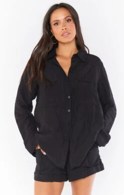 Show Me Your Mumu Marcella Shirt ~ Black Linen
