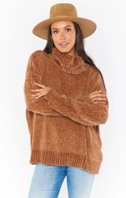 Show Me Your Mumu Fatima Turtleneck Sweater ~ Caramel Chenille