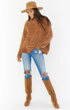 Show Me Your Mumu Fatima Turtleneck Sweater ~ Caramel Chenille -Show Me Your Mumu MR0 4370 CK19 03