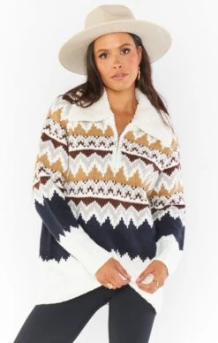 Show Me Your Mumu Sun Valley Pullover ~ Fair Isle With Faux Sherpa