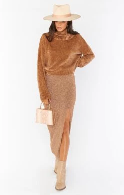 Show Me Your Mumu Miracle Midi Skirt ~ Gold Shimmy Shine -Show Me Your Mumu MR0 4556 SS55 01