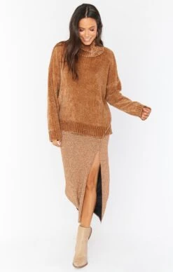 Show Me Your Mumu Miracle Midi Skirt ~ Gold Shimmy Shine