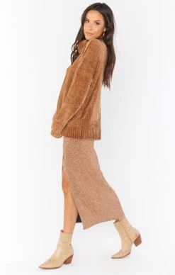 Show Me Your Mumu Miracle Midi Skirt ~ Gold Shimmy Shine -Show Me Your Mumu MR0 4556 SS55 03