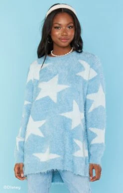 Show Me Your Mumu Fairy Godmother Sweater ~ Blue Fuzzy Star Knit
