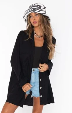 Show Me Your Mumu Johns Button Down Shirt ~ Black Linen
