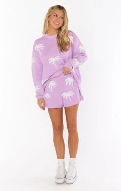 Show Me Your Mumu Boardwalk Shorts ~ Lilac Palm Tree Knit -Show Me Your Mumu MR2 4938 LP06 01 222c0248 0b4c 4258 92e2 3248082a73f6