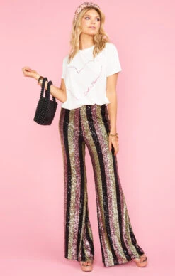 Show Me Your Mumu Late Night Party Pants ~ Showtime Stripe Sequins -Show Me Your Mumu MR9 4300 ST92 05
