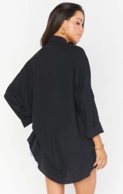 Show Me Your Mumu Johns Button Down Shirt ~ Black Linen -Show Me Your Mumu MS0 4235 BL56 03