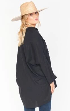 Show Me Your Mumu Johns Button Down Shirt ~ Black Linen -Show Me Your Mumu MS0 4235 BL56 06