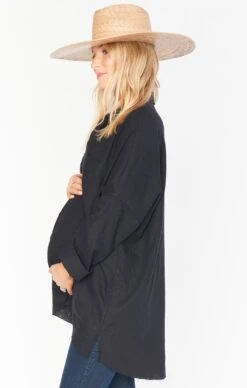 Show Me Your Mumu Johns Button Down Shirt ~ Black Linen -Show Me Your Mumu MS0 4235 BL56 07