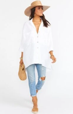 Show Me Your Mumu Johns Button Down Shirt ~ White Linen -Show Me Your Mumu MS0 4235 WH56 12 c94a3fa5 1f5f 4ff2 93b0 fcd8bb71e575