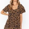 Show Me Your Mumu Valley Mini Dress ~ Caramel Cheetah -Show Me Your Mumu MS1 4288 QR04 01