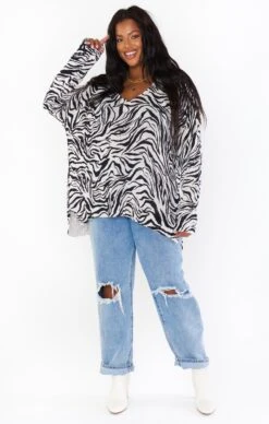 Show Me Your Mumu Hug Me Sweater ~ Coconut Zebra Knit