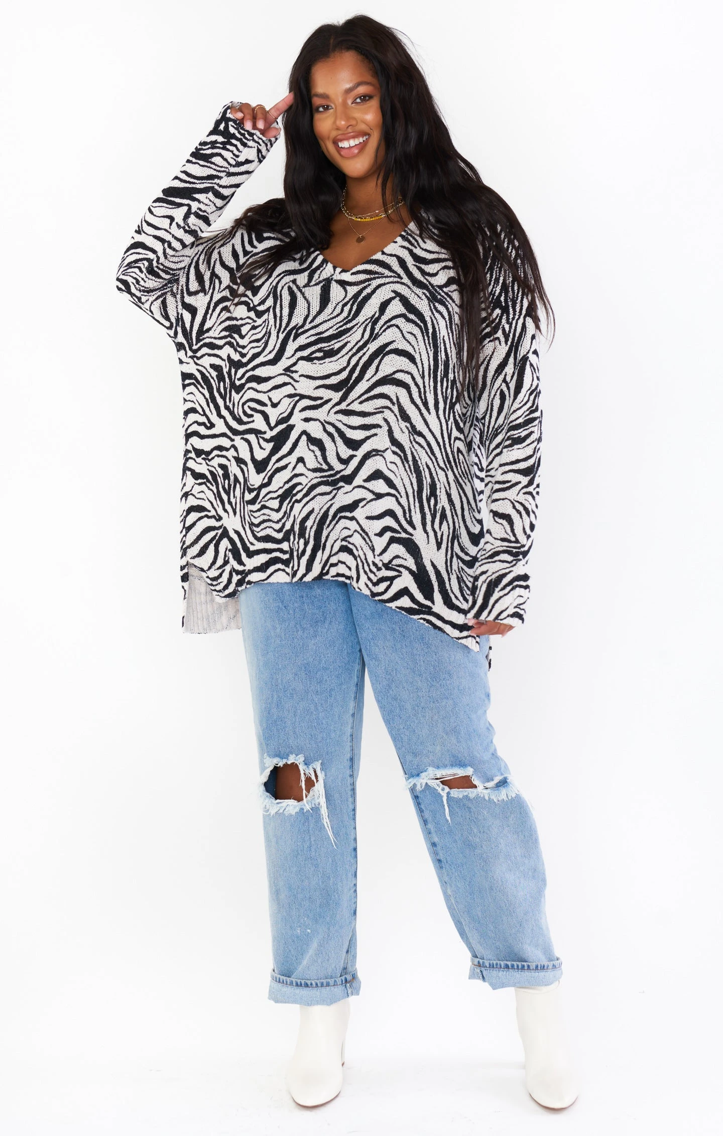 Show Me Your Mumu Hug Me Sweater ~ Coconut Zebra Knit 3 Show Me Your Mumu Hug Me Sweater ~ Coconut Zebra Knit