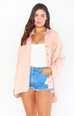 Show Me Your Mumu Johns Button Down Shirt ~ Pink Linen -Show Me Your Mumu MS1 4581 PI72 01 1