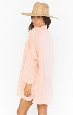 Show Me Your Mumu Johns Button Down Shirt ~ Pink Linen -Show Me Your Mumu MS1 4581 PI72 03