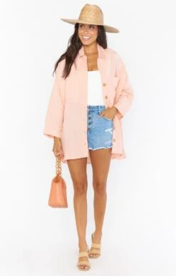 Show Me Your Mumu Johns Button Down Shirt ~ Pink Linen -Show Me Your Mumu MS1 4581 PI72 04