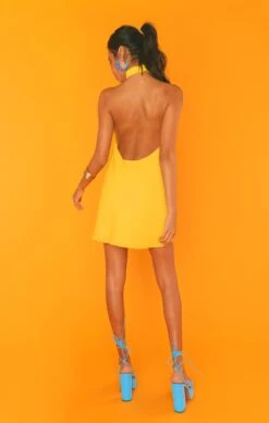 Show Me Your Mumu Jasmine Halter Mini Dress ~ Bright Yellow -Show Me Your Mumu MS3 4880 WD01 06