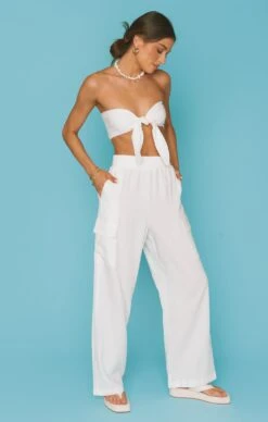 Show Me Your Mumu Coast Cargo Pants ~ White Linen -Show Me Your Mumu MS3 5431 WH56 01 1
