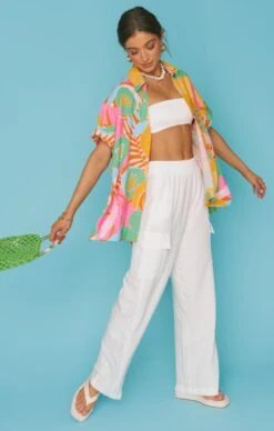 Show Me Your Mumu Coast Cargo Pants ~ White Linen -Show Me Your Mumu MS3 5431 WH56 03 1