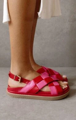 Show Me Your Mumu Alohas Marshmallow Scacchi Platform Sandal ~ Lipstick Red Magenta