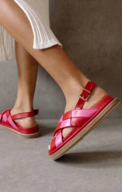 Show Me Your Mumu Alohas Marshmallow Scacchi Platform Sandal ~ Lipstick Red Magenta -Show Me Your Mumu MarshmallowScacchiLipstickRedMagenta3