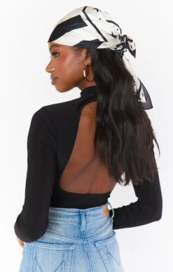 Show Me Your Mumu Silky Head Scarf Set ~ Ivory & Black