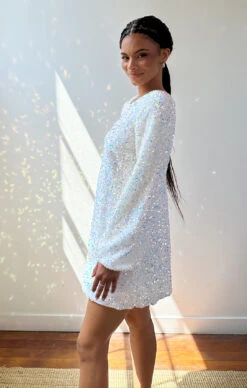 Show Me Your Mumu Clarabelle Dress ~ White Sparkle Sequin -Show Me Your Mumu Tezza 0378