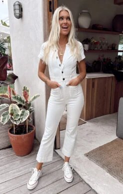 Show Me Your Mumu Cropped Everhart Jumpsuit ~ Pearly White