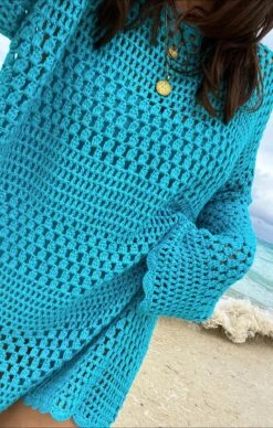 Show Me Your Mumu Paula Pullover ~ Turquoise Crochet -Show Me Your Mumu Tezza 50432