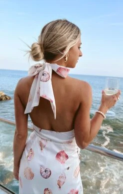 Show Me Your Mumu Adele Halter Maxi Dress ~ White Shell Luxe Satin -Show Me Your Mumu Tezza 6484