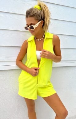 Show Me Your Mumu Reno Romper ~ Neon Yellow Terry -Show Me Your Mumu Tezza 7356