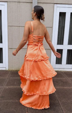 Show Me Your Mumu Lady Corset Dress ~ Cantaloupe Luxe Satin -Show Me Your Mumu Tezza 7827