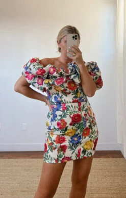 Show Me Your Mumu Major Drama Dress ~ Charm Peony White Taffeta -Show Me Your Mumu Tezza 8899