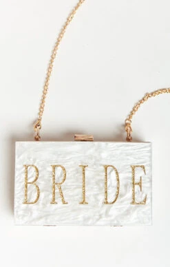 Show Me Your Mumu Bride Acrylic Clutch ~ White Marble