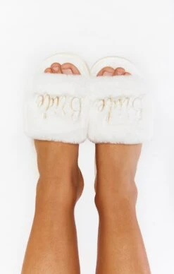 Show Me Your Mumu Bride Fuzzy Slippers ~ White/Gold -Show Me Your Mumu bella 3.541918