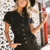 Show Me Your Mumu Cannon Romper ~ Washed Black -Show Me Your Mumu blackcannon
