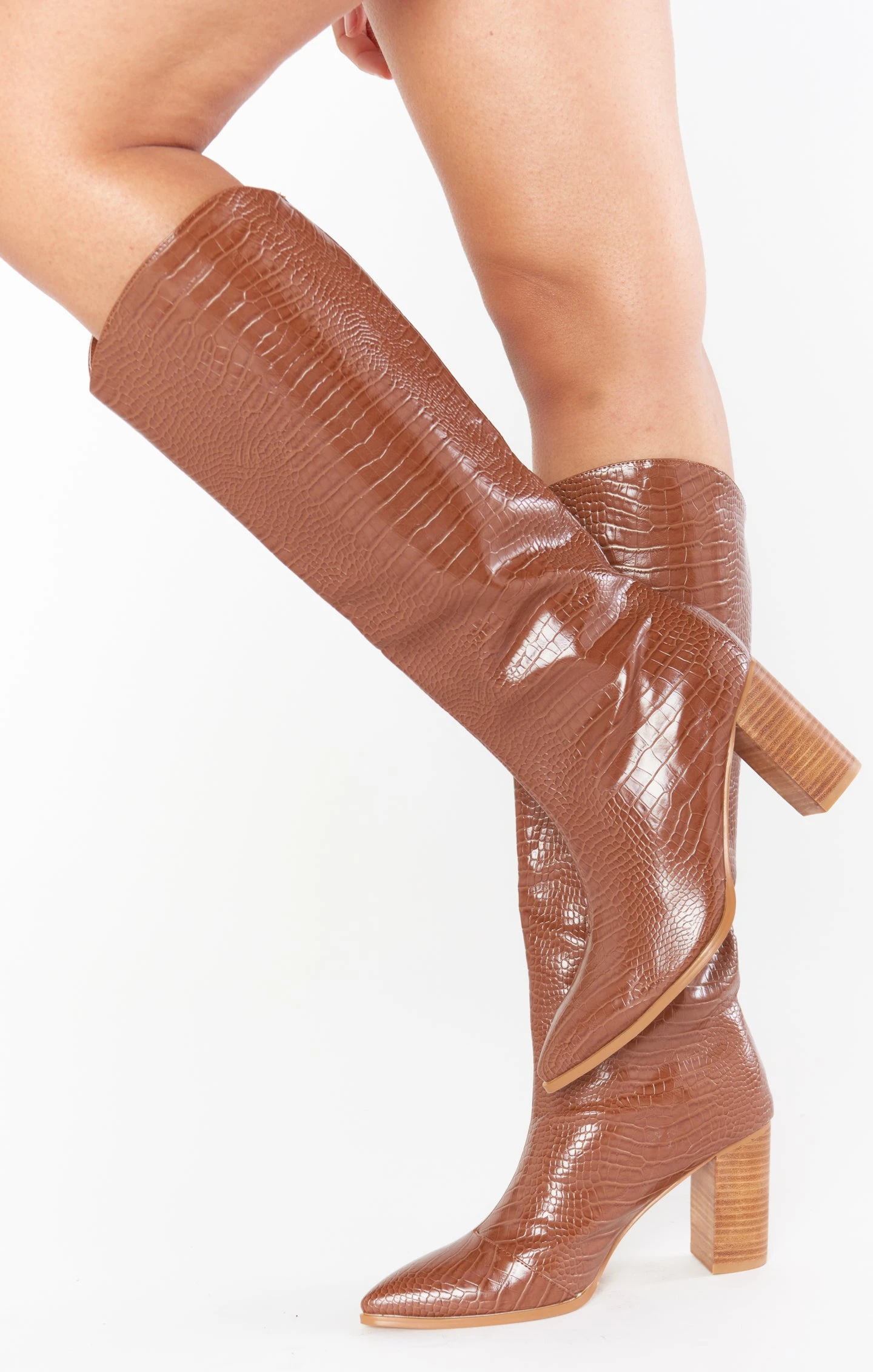 Show Me Your Mumu Billini Gabriel Tall Boot ~ Wood Croc-Natural 4 Show Me Your Mumu Billini Gabriel Tall Boot ~ Wood Croc-Natural - Image 2