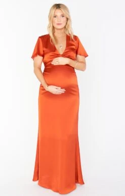Show Me Your Mumu Rome Twist Gown ~ Burnt Orange Luxe Satin -Show Me Your Mumu camcocobrittanypregs 20200224 157