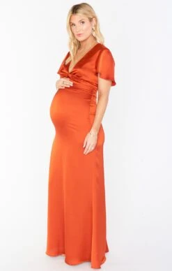 Show Me Your Mumu Rome Twist Gown ~ Burnt Orange Luxe Satin -Show Me Your Mumu camcocobrittanypregs 20200224 158