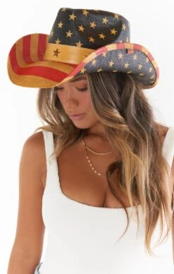 Show Me Your Mumu Flag Cowboy Hat ~ Red & Blue
