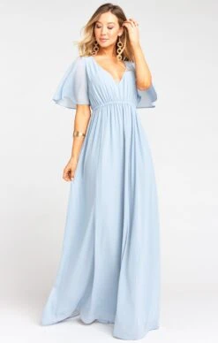Show Me Your Mumu Emily Empire Maxi Dress ~ Steel Blue Chiffon