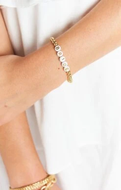 Show Me Your Mumu BRIDE Bracelet ~ Gold & White Beaded -Show Me Your Mumu fallbridal jordyn 6.2461835