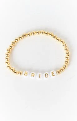 Show Me Your Mumu BRIDE Bracelet ~ Gold & White Beaded