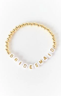 Show Me Your Mumu BRIDESMAID Bracelet ~ Gold & White Beaded