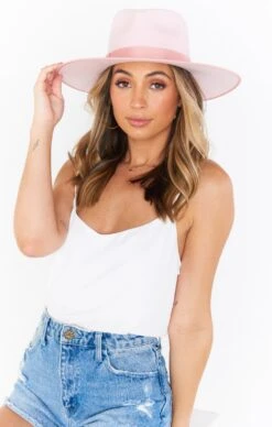 Show Me Your Mumu Lack Of Color Stardust Rancher Hat ~ Light Pink