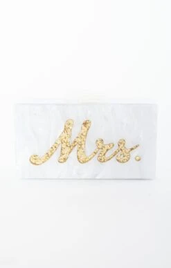Show Me Your Mumu MRS Box Clutch Bag ~ White/Gold -Show Me Your Mumu flats6846