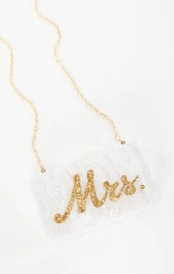 Show Me Your Mumu MRS Box Clutch Bag ~ White/Gold -Show Me Your Mumu flats6850