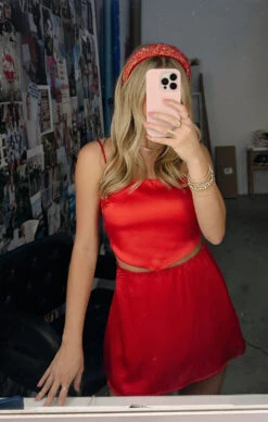 Show Me Your Mumu Scarf Top ~ Red Luxe Satin